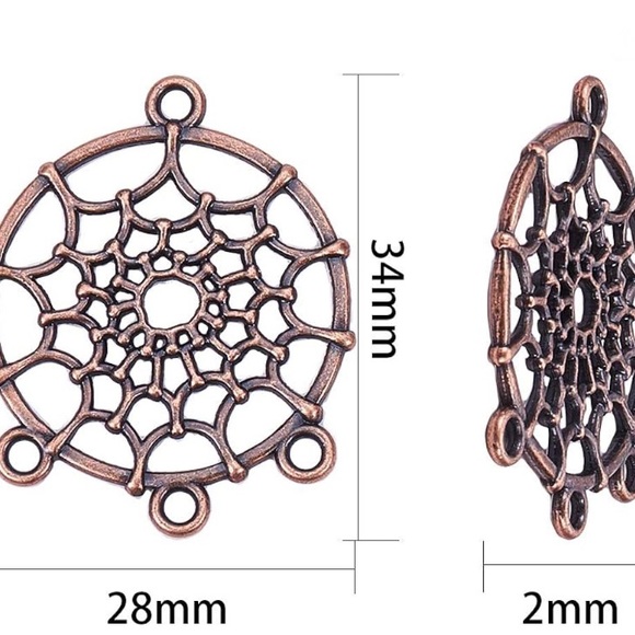 Pink Tear Drop Dangling From Dream Catcher Tibetan Boho Chandelier Style Earring - Picture 14 of 16